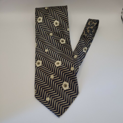 Men's BUGATCHI UOMO Tie 100% Silk Made in Italy Circles Stripes Floral 4" X 59" - Picture 6 of 7