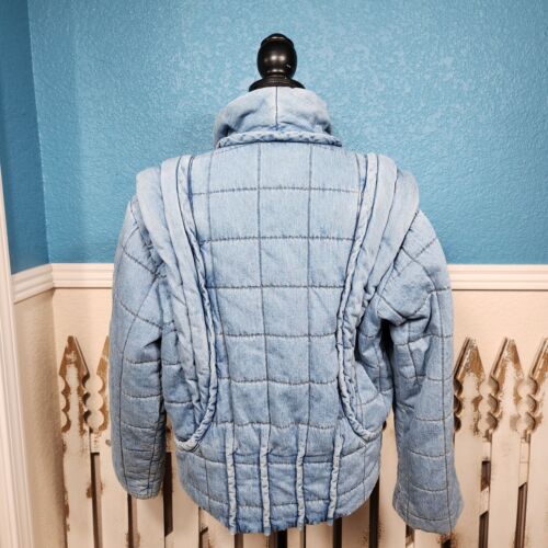 Sea NY Vida Denim Quilted Puffer Oversized Heavy Jacket Size XXS Sherpa Lined - Picture 3 of 23