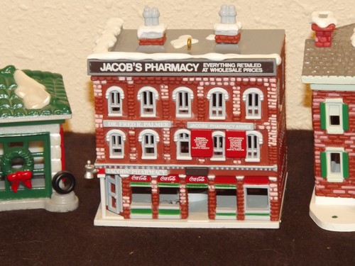 1991 Coca Cola 1st Edition Trim A Tree Collection 4 Lot of Buildings Orn No Box - Picture 6 of 8