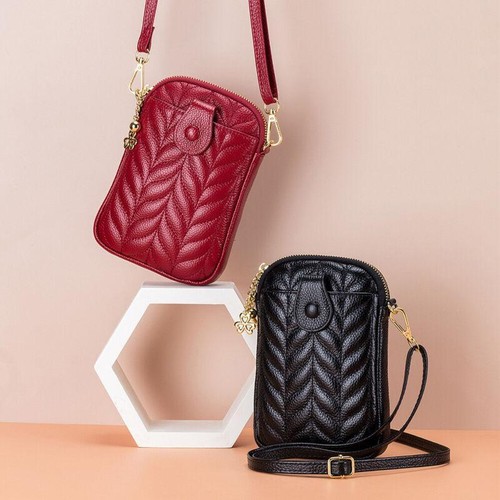 Women's Real Leather Phone Purse Wallet Ladies Cellphone Crossbody shoulder bag - Picture 7 of 16
