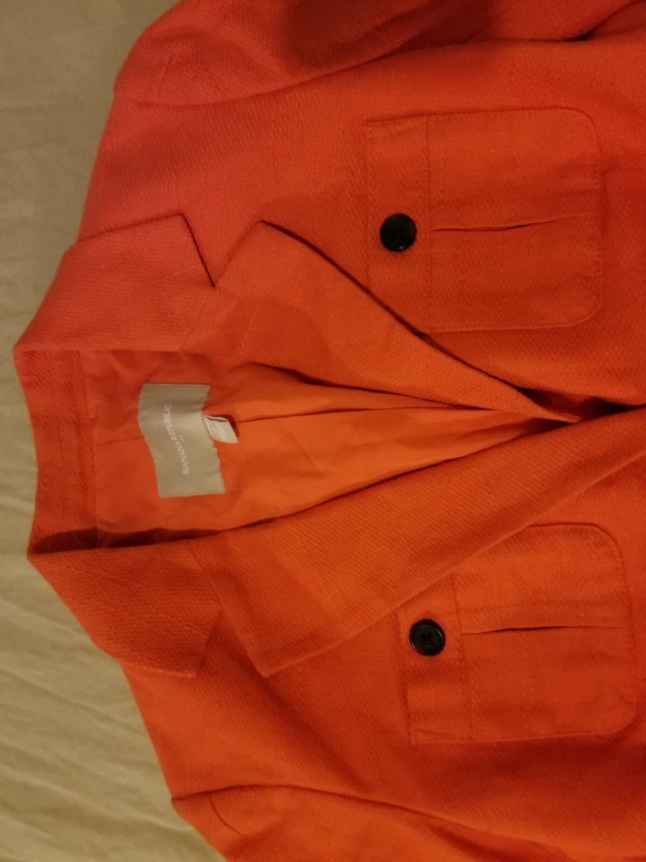 Blazer chaqueta de lino Banana Republic para mujer 2 naranja Foto 2 de 4