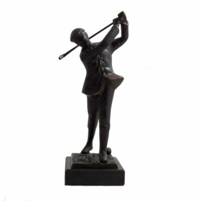 Bey Berk 12'' Bronzed Metal Golfer on Marble Base.