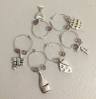 Sarah Coventry Sterling Silver Wine Glass Charms Set of 6, NEW