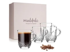 Muldale Crystal Coffee Glasses With Handles Dishwasher Safe Mulled Cider Mugs