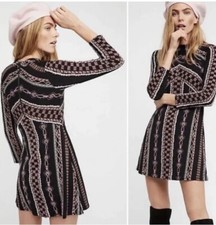 Free People Women’s Size S P Stella Knit Mini Dress 70's Retro Casual