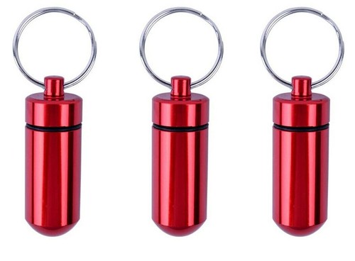 Metal Pill Drug Box Storage Stash Keyring. Pack of 3 tubs. Great Colour Choice - Picture 6 of 15