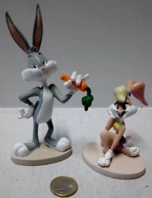 COLLECTION LOONEY TOONS- FIGURINES RESINE BUGS BUNNY ET LOLA BUNNY - Photo 1/2