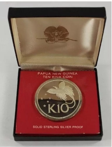 1975 PAPUA NEW GUINEA - 10 KINA - BIRD OF PARADISE - 1.3 Oz SILVER PROOF w/ COA - Picture 12 of 15