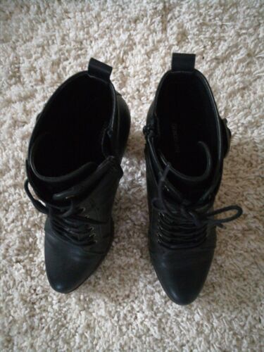 Gr. 40 Schnür & Reißverschluss Stiefel Boots Stiefeletten schwarz - Bild 3 von 6