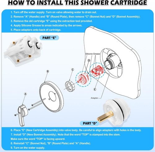 For Powers 800 900 series Style Shower Valve Cartridge Replacement Kit 900-232 - Picture 10 of 14