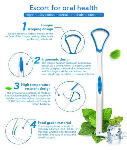 5P Tongue Scraper Cleaner Adults Kids Oral Hygiene Scrapers Bad Breath Cure Tool - Picture 7 of 13
