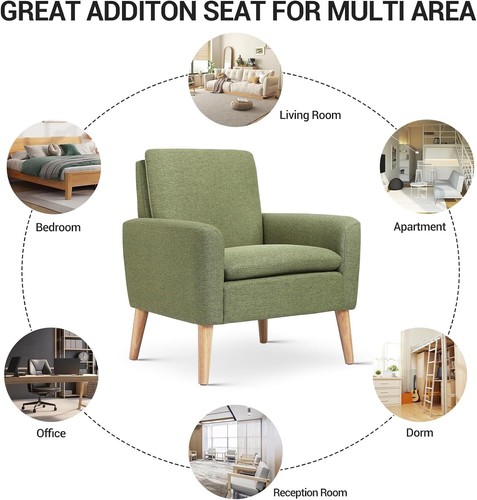 Single Sofa Soft Modern Accent Fabric ArmChair Upholstered Arm Chair Living Room - Picture 3 of 25