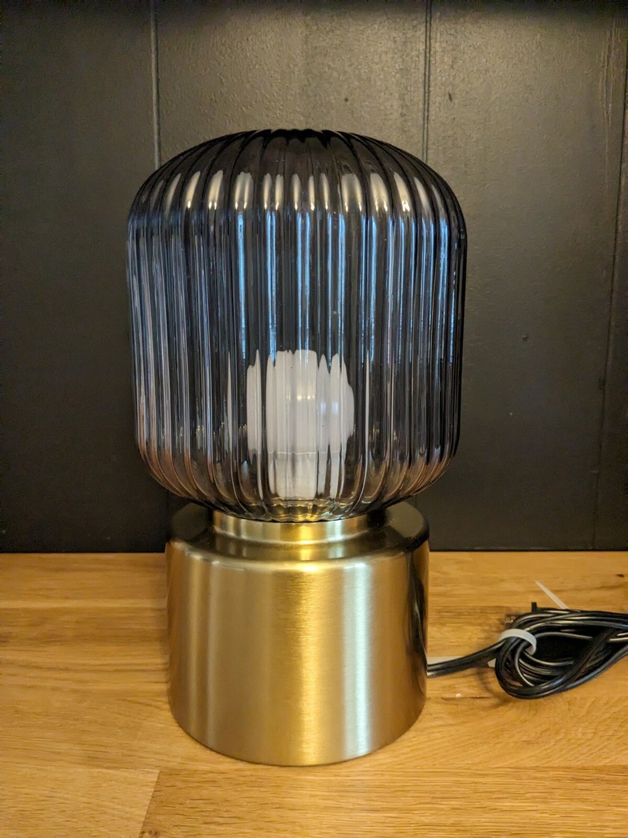 IKEA Solklint Table Lamp Brass/Gray Clear Glass, 11
