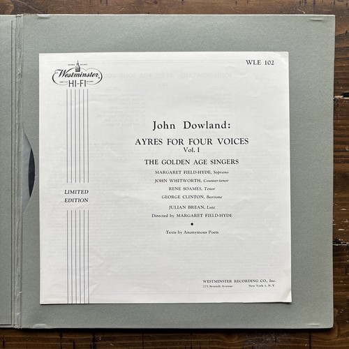 Dowland: Ayres for 4 Voices, Vol. 1 Westminster WLE 102 M- - Picture 3 of 4