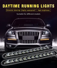 2X Car 12 LED Amber/White Switchback Flowing Strip Arrow DRL Turn Signal Light