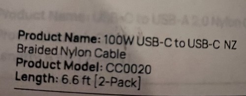 JSAUX 100W USB C to USB C Cable 2 Pack 6.6ft Type C to Type C - Picture 2 of 2