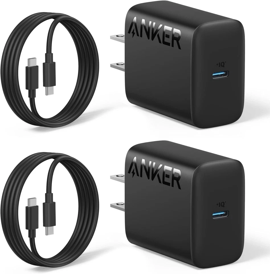 Anker 25W USB-C 充电器 5 英尺 USB-C 电缆 PPS 快速充电 适用于三星/iPhone 15