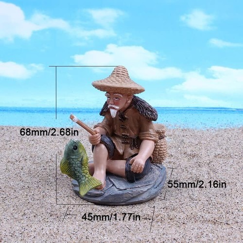 Mini Fisherman Figurines Statue Resin Sculpture for Fish Tank Bonsai Miniature L - Picture 2 of 5