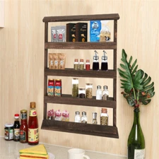 4TIER Spice Rack Storage Wall Cabinet Organiser Pantry Desktop Wall Hanging Shel