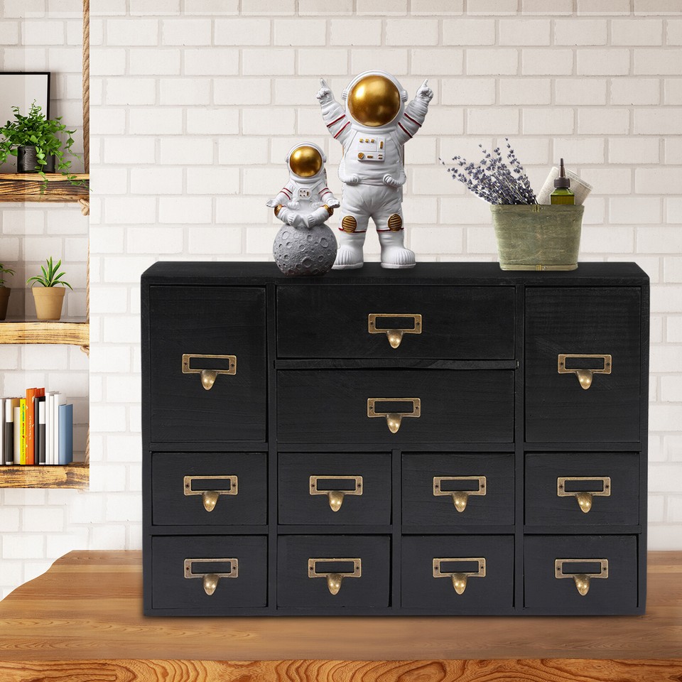 Desk Organizer with 12 Drawers Wooden Desktop Storage Cabinet Storage ...