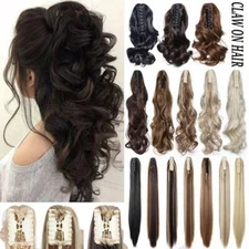 Real Thick Hair Claw On Ponytail Hair Extension Piece Clip In Pony Tail as Human