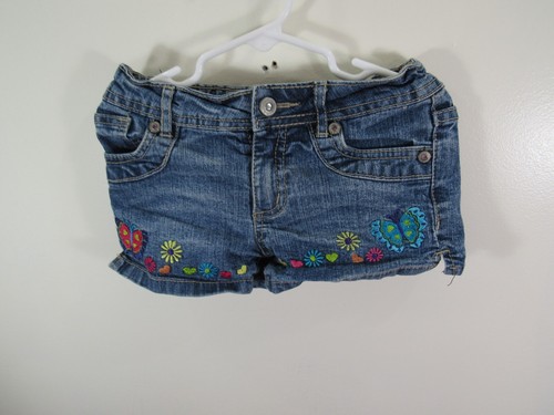 Pantalones Cortos Jean Sonoma Talla 5 Niñas Azul Flor Bordado Botón Bolsillos con Cremallera - Imagen 1 de 3