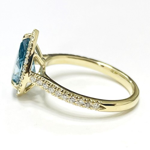 1.86 Carat Pear Cut Fancy Blue SI2 Side Round D-F VS1-VS2 AIG Certified 14K Gold - Picture 5 of 11