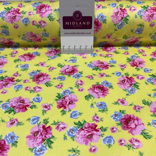 Summer vintage style Rose floral Cotton Poplin dress Fabric Sold per Metre M1863 - Picture 7 of 13