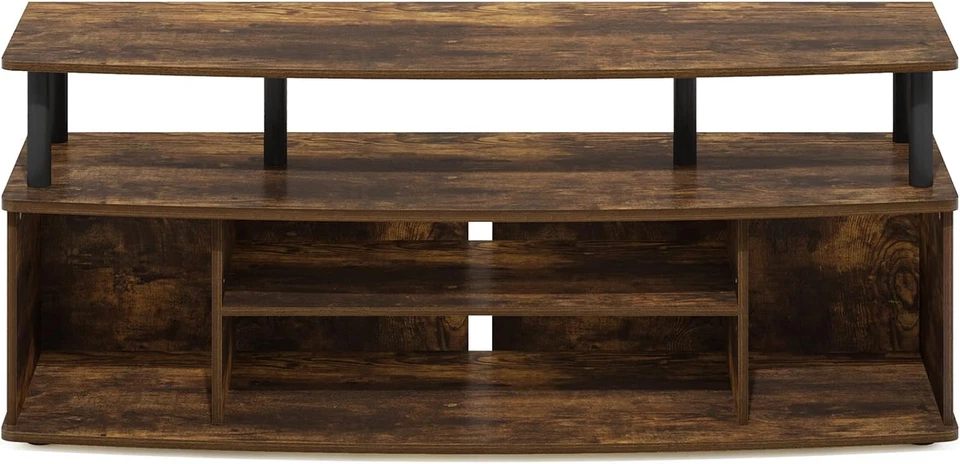 Unidad/TV de pie para centro de entretenimiento grande Jaya de hasta 55 pulgadas, pino ámbar/negro Foto 4 de 4