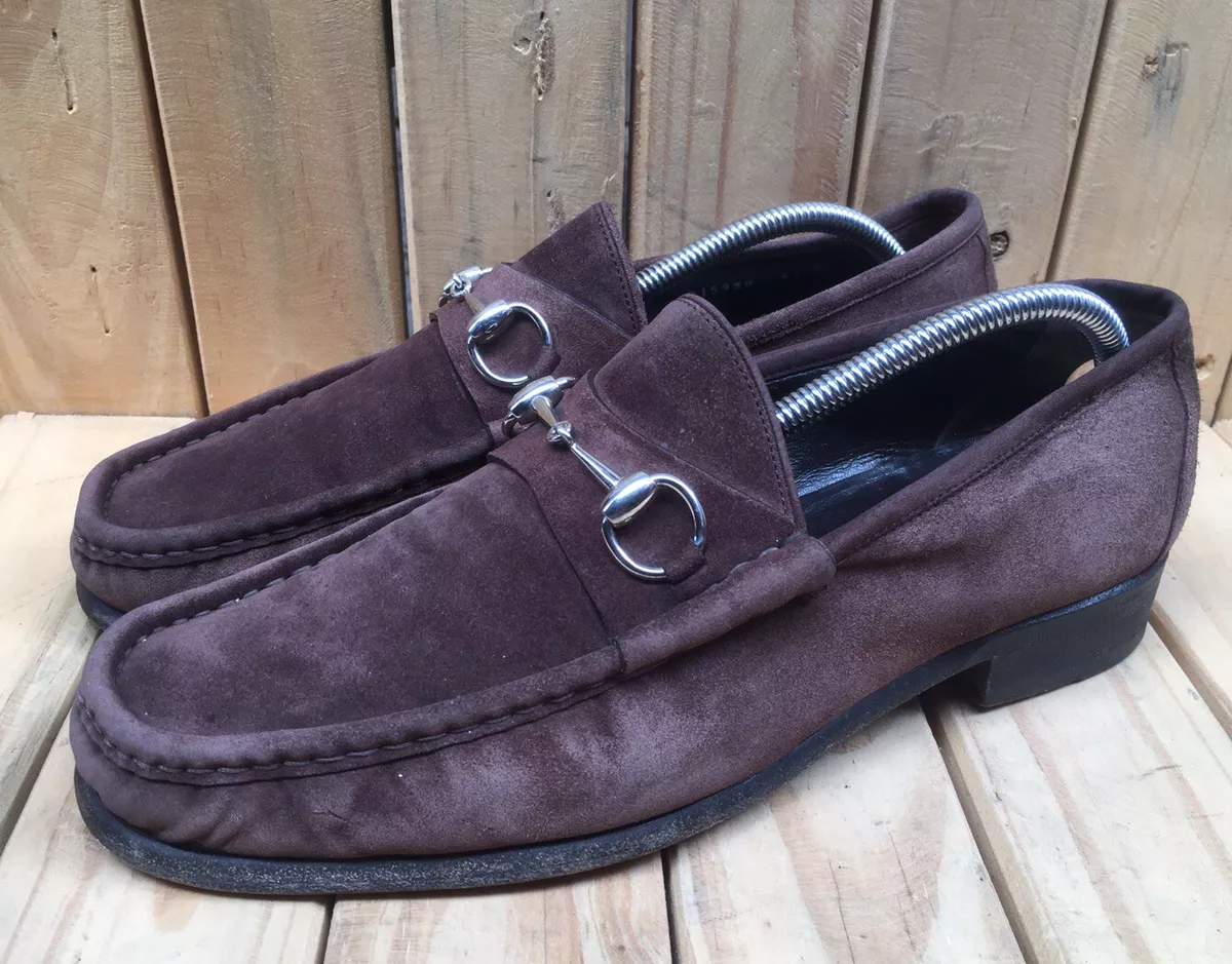 VTG Gucci 015938 Classic Horsebit Brown Suede Loafers EUR 44 E USA | eBay