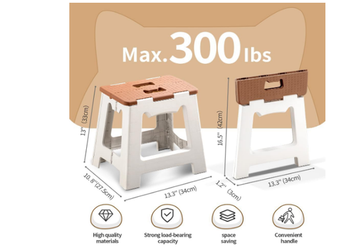 Foldable Step Stool Collapsible Portable Handle Kitchen Adults Kids Up To 300 Lb - Picture 2 of 8