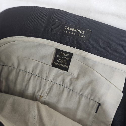 Pantalones chinos Cambridge Classics para hombre talla 40x32" azul oscuro 100 % algodón - Imagen 10 de 15