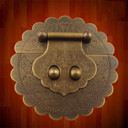 Retro Chinese Brass Hardware Furniture Trunk Handle Box Latch Antique UK - Picture 6 of 8