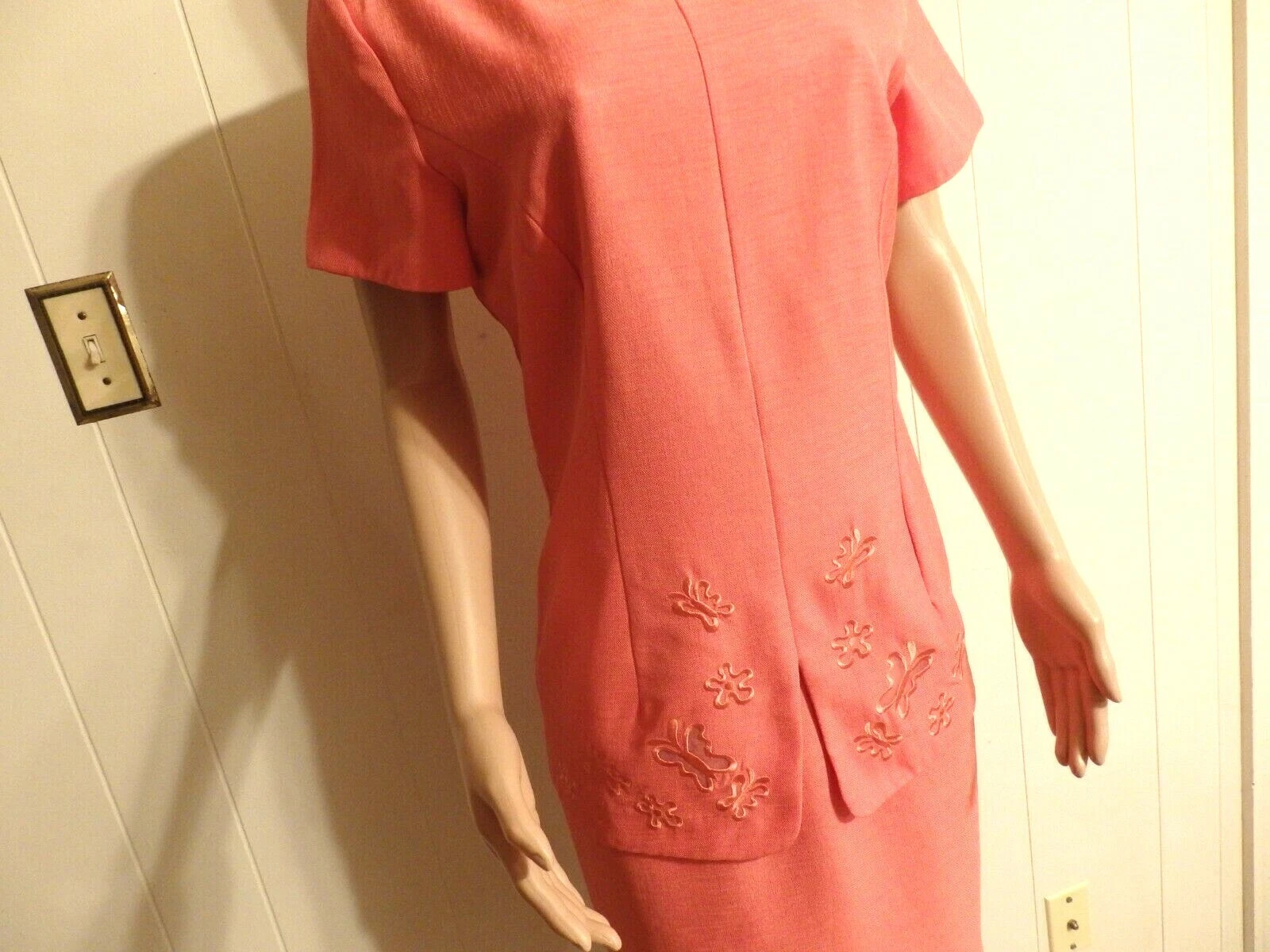 M L 10 12 14 Dress Knee Sleev Career Church Formal Weddin Even Dress Solid Orang