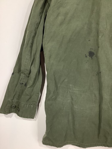 Cappotto vintage epoca Vietnam esercito militare USA OG-107 tasca inclinata strappo taglia S - Foto 6 di 12
