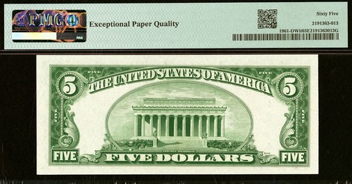 1950C $5 Federal Reserve Note PMG 65EPQ Cleveland Fr 1961-DWide II - Picture 2 of 3