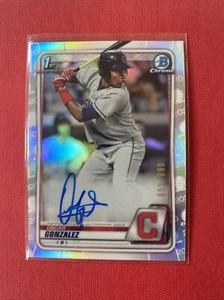 Oscar Gonzalez 2020 1st Bowman Chrome Refractor Auto /499 Autograph - Sharp!