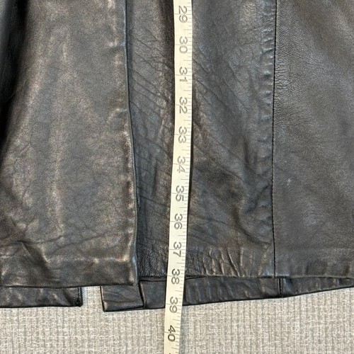Jacque Lamb Leather Coat Jacket Duster Black Size 16 Western Goth Punk Emo 90s - Picture 23 of 24