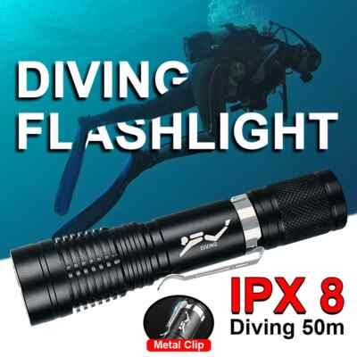 Waterproof 100000LM LED Scuba Diving Flashlight Torch Portable Underwater 50M