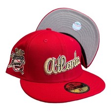 New Era Atlanta Braves 59FIFTY Fitted Hat Cap Red 30 Year Side Patch 7 1/8