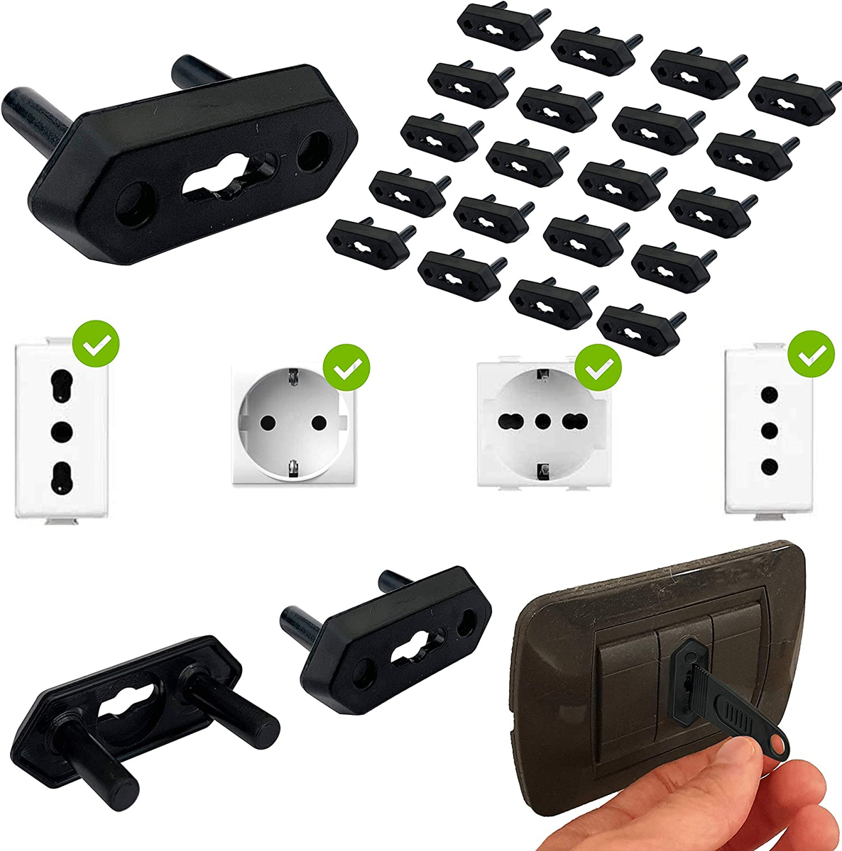 BAMBIGOOD® Set 24 Copriprese Di Sicurezza Per Bambini - Protezione Per Prese Elettriche 10A E 16A - Foto 8