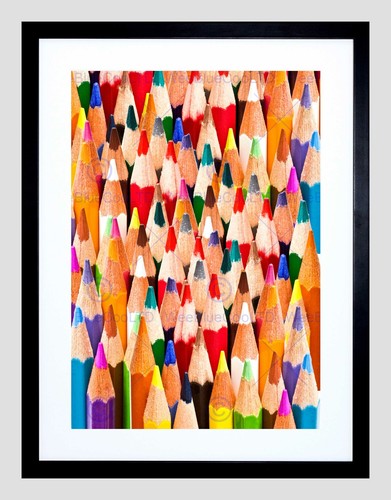 COLORFUL PENCILS ABSTRACT ARTIST COLOUR DRAWING FRAMED ART PRINT MOUNT B12X9344 - Bild 1 von 17