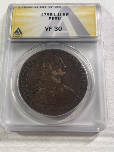 1795-Lima IJ Peru 8 Reales Graded VF 30 by ANACS - Picture 2 of 4