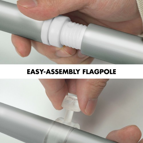 Flag Pole 6FT Silver & Pirate Jolly Roger Swords Flag 3x5FT 150D Printed - Picture 6 of 9