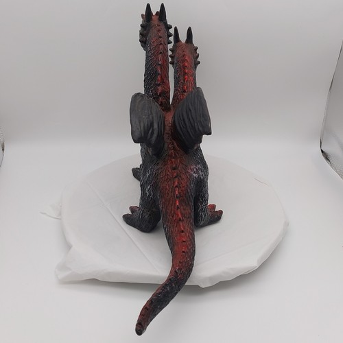 Drago Due Teste Gomma Rosso Nero Alato 19" Giocattolo Figure Fantasy Large 2005 - Foto 4 di 19