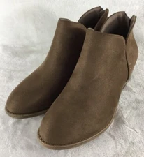 Ninetin Gel Booties Women's 7.5M Brown Faux Suede Back Heel Zipper Ankle Boots