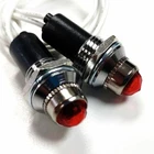 2 Red Mini Pilot  Lights - Incandescent, Fits 3/8" Dash Hole, Sold As Pair