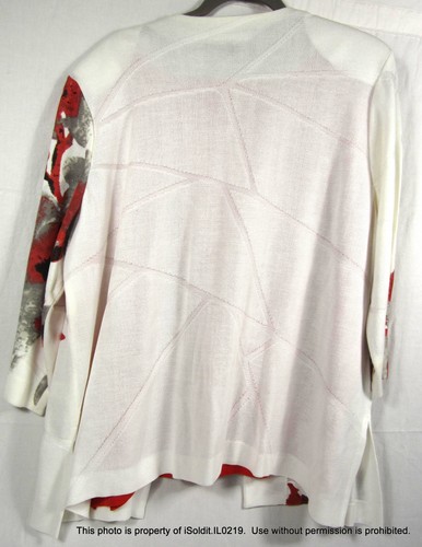 2-PC WOMENS MING WANG Sweater JACKET SZ XL + KNIT SHELL TOP SZ 2XL XXL Red White - Picture 4 of 5