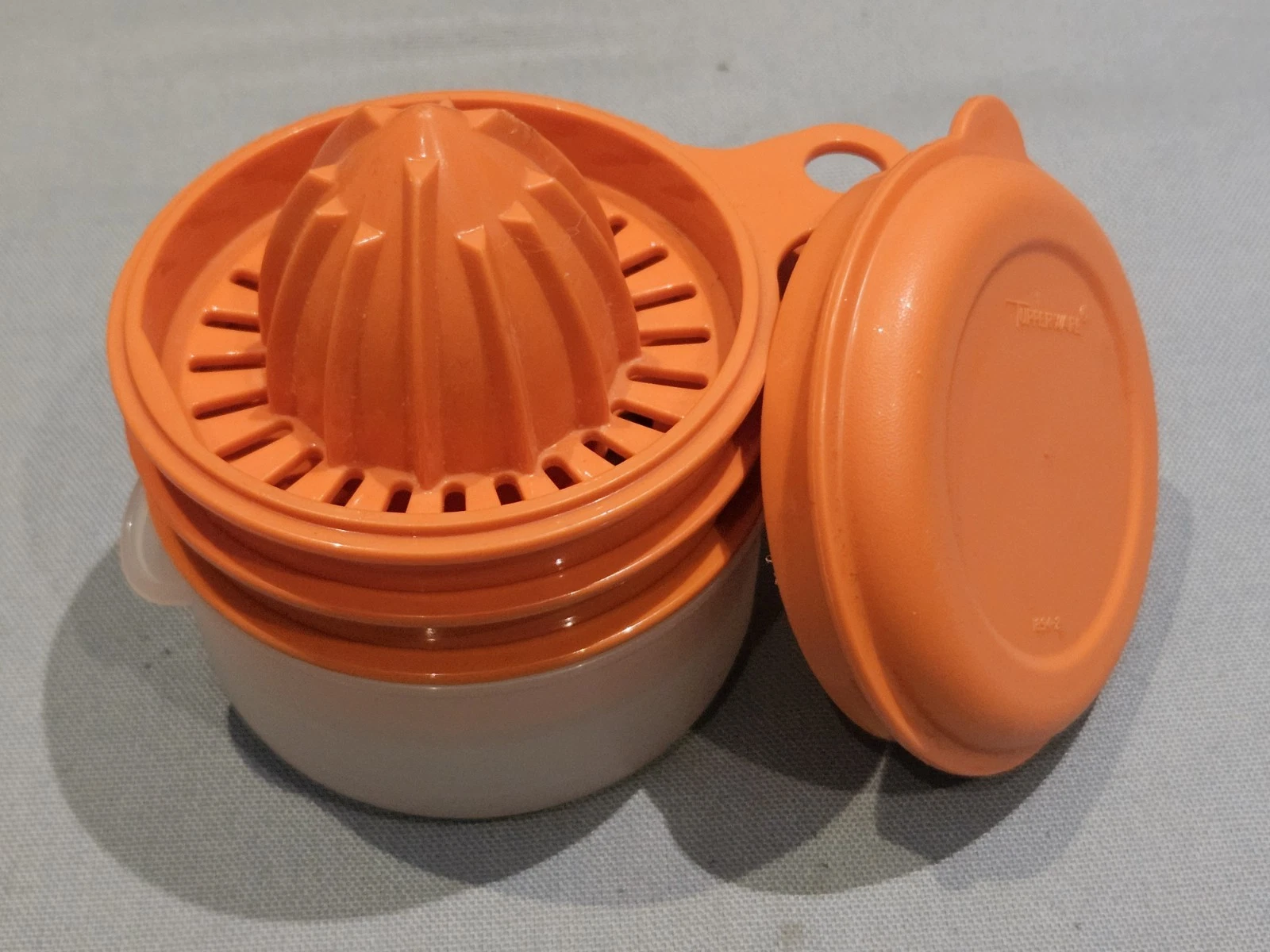 Vintage Original Orange Tupperware Cooks Maid Juicer Grater Egg Separater & Lid