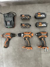 Ridgid Drill Set 2pc with Batterys and Charger and Case